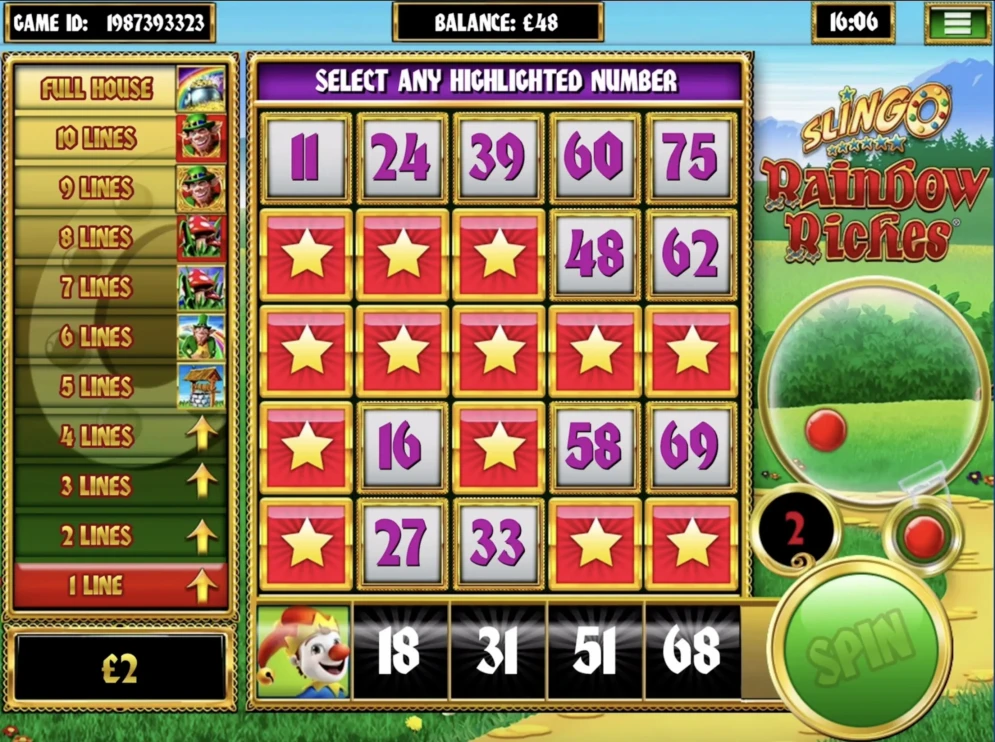 Slingo Raindow Riches
